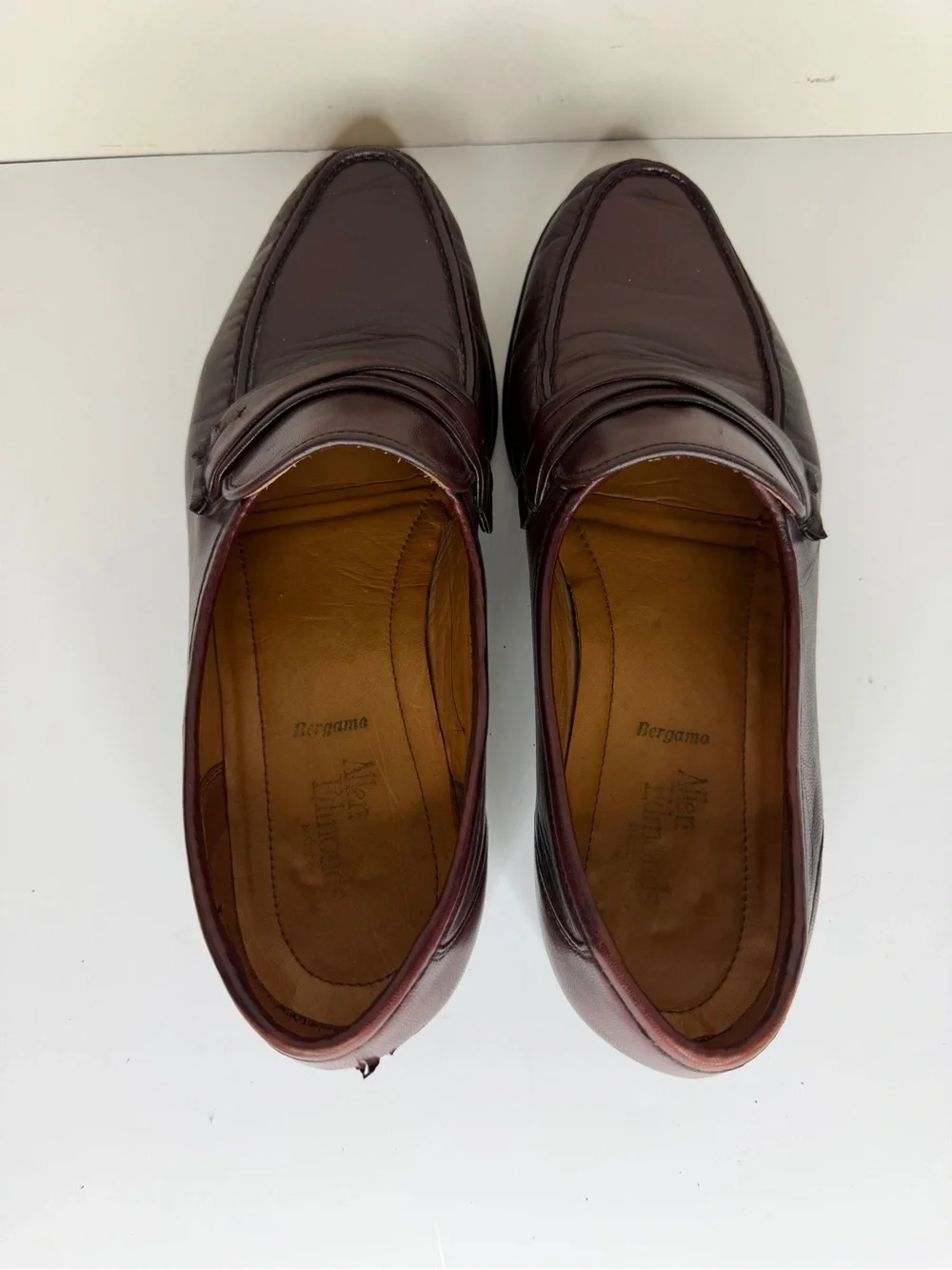 Allen Edmonds Bergamo Moc Toe Brown Leather Slip On Loafers Men’s 9D 49070 Italy